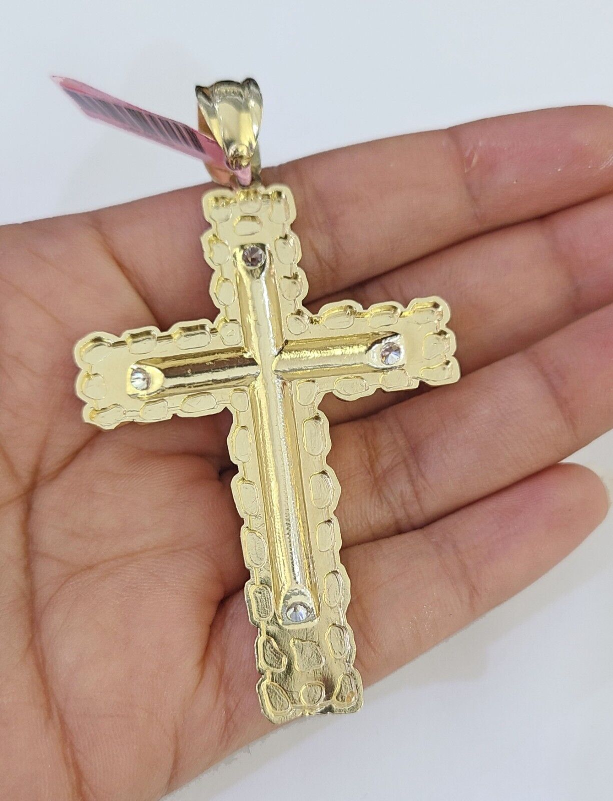 14K Franco Chain Jesus Nugget Cross Pendant Charm Necklace 20"-26" 4mm Gold