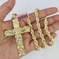 Real 14k Solid Rope Chain Jesus Cross Charm Set 6mm 18"-30" Necklace Gold