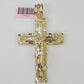 14k Jesus Christ Nugget Cross Charm Pendant Yellow Gold REAL Genuine