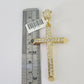 10K Franco Chain Jesus Cross Pendant Charm Necklace 20"-28" 4mm Gold Yellow SET