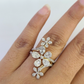 Real 10k Flowers Diamond Ladies Ring Women Casual 10Kt Yellow Gold