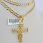 10k Solid Gold Cuban Curb Chain Jesus Cross Pendant 6mm 20"-30" SET Necklace