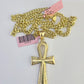 Real 14k Chain Cross Charm Set Miami Cuban Link 5mm 18"-30" Necklace Pendant