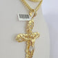 10K Franco Chain Jesus Crucifix Cross Pendant Charm Necklace 20"-28" 4mm Gold