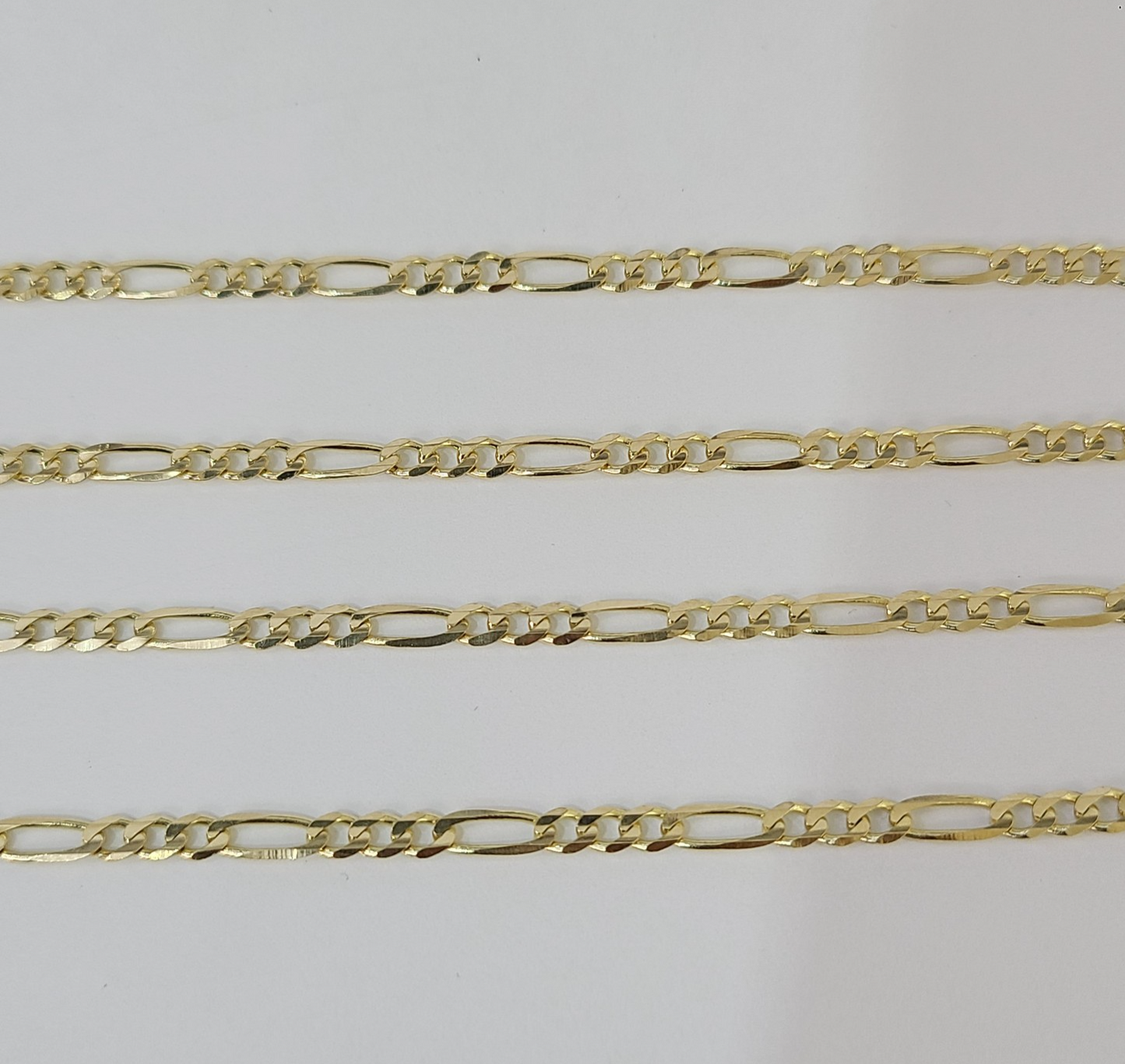 Real 14k Solid Gold Chain Figaro Link Necklace 3mm 18"-28" Men Women 14kt