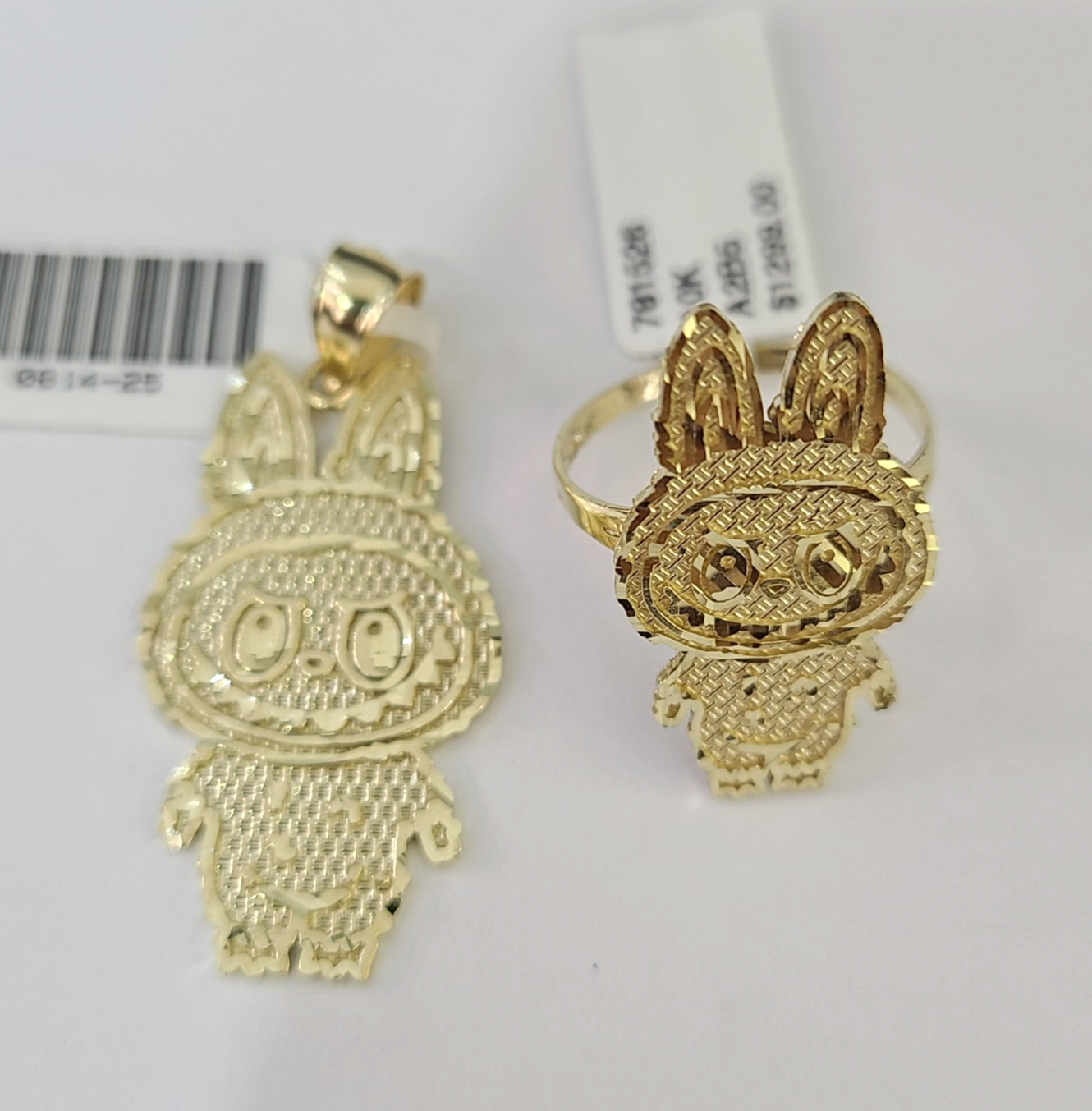10k Cartoon Monster Ring Charm Pendant Yellow Gold Women Men Real Genuine