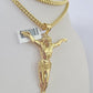 10K Franco Chain Jesus Pendant Charm Necklace 20"-28" 4mm Gold SET Yellow