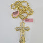 Real 14k Solid Rope Chain Jesus Cross Charm Set 6mm 18"-30" Necklace Gold