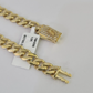 Real 10k Gold Monaco link Bracelet 7mm 7" 8" 10kt Men Women Box Clasp Genuine