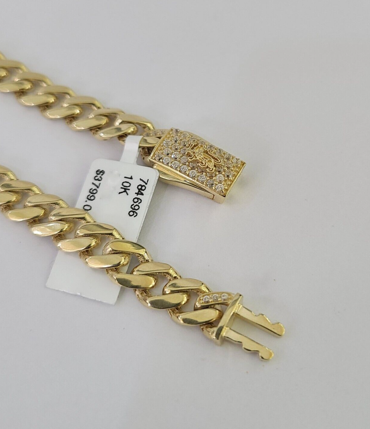 Real 10k Gold Monaco link Bracelet 7mm 7" 8" 10kt Men Women Box Clasp Genuine