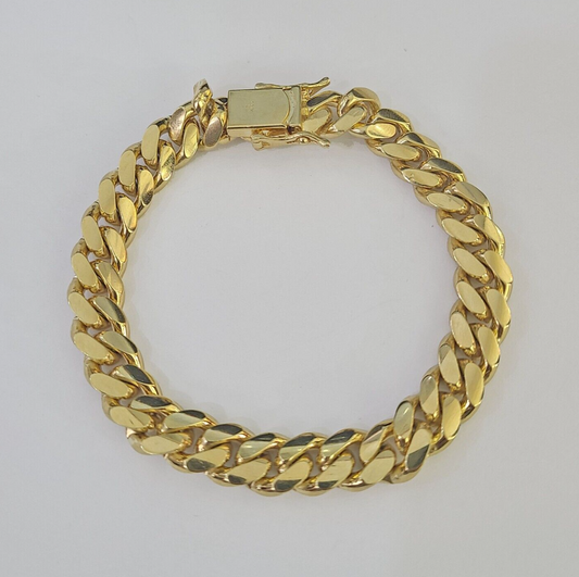 10k Solid Miami Cuban Link Bracelet 10mm 8" Box Lock 10kt Yellow Gold Real