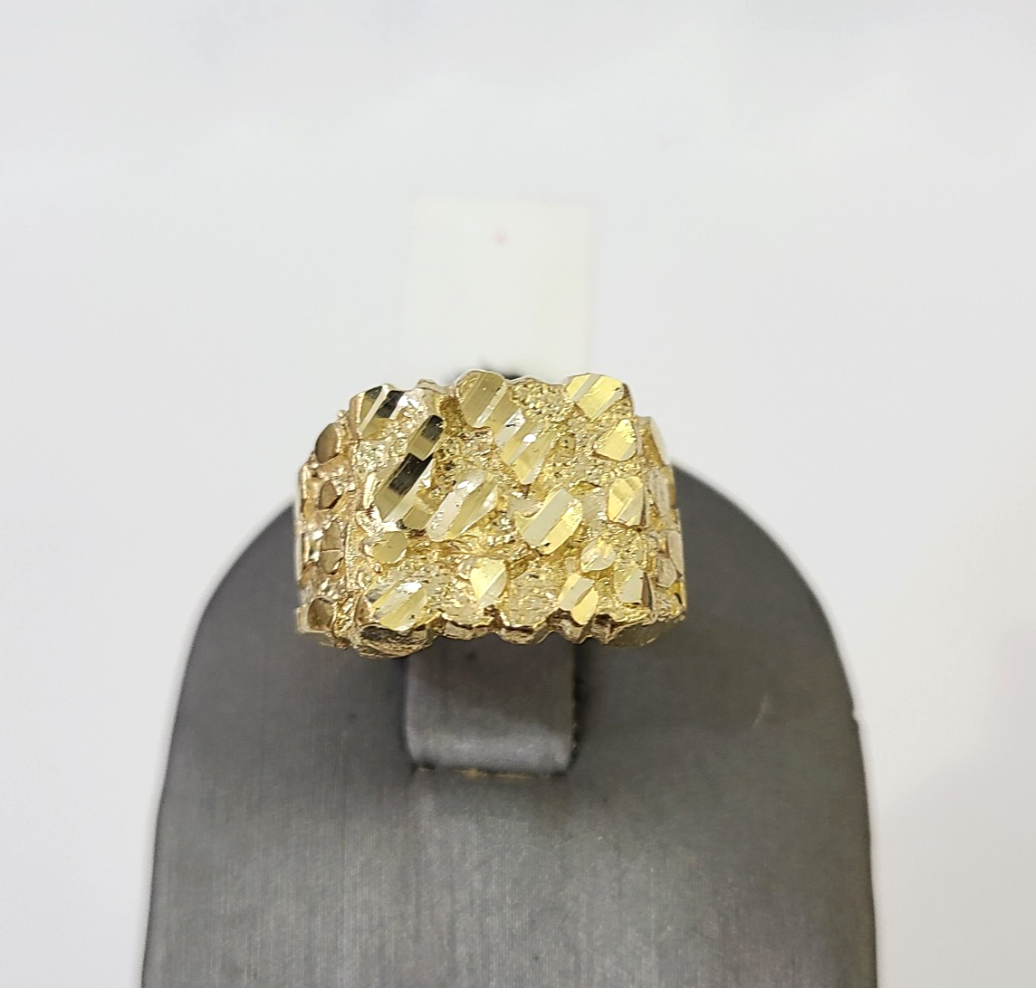 10k Nugget Ring Yellow Gold Women Men Real Genuine