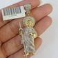 Real 10K Diamond St Jude Charm 2" Yellow Gold Pendant Genuine Real