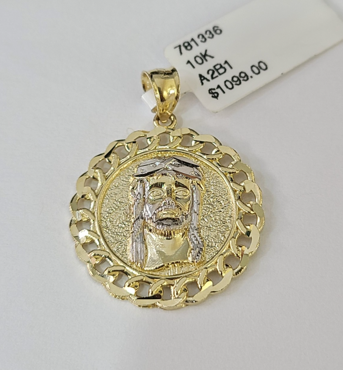 Real 10K Jesus Head Pendant Cuban Yellow Gold Charm Genuine