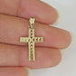 10K Gold Franco Chain Hearts Jesus Cross Charm SET 18-24 inches 1mm Necklace