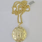 10k Cuban Chain Jesus Virgin Mary Charm Two-Sided Set 4mm 18"-28" Necklace Gold