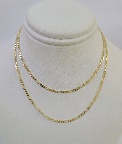 14k Solid Figaro Chain Necklace Yellow Gold 1mm Female 20" Real