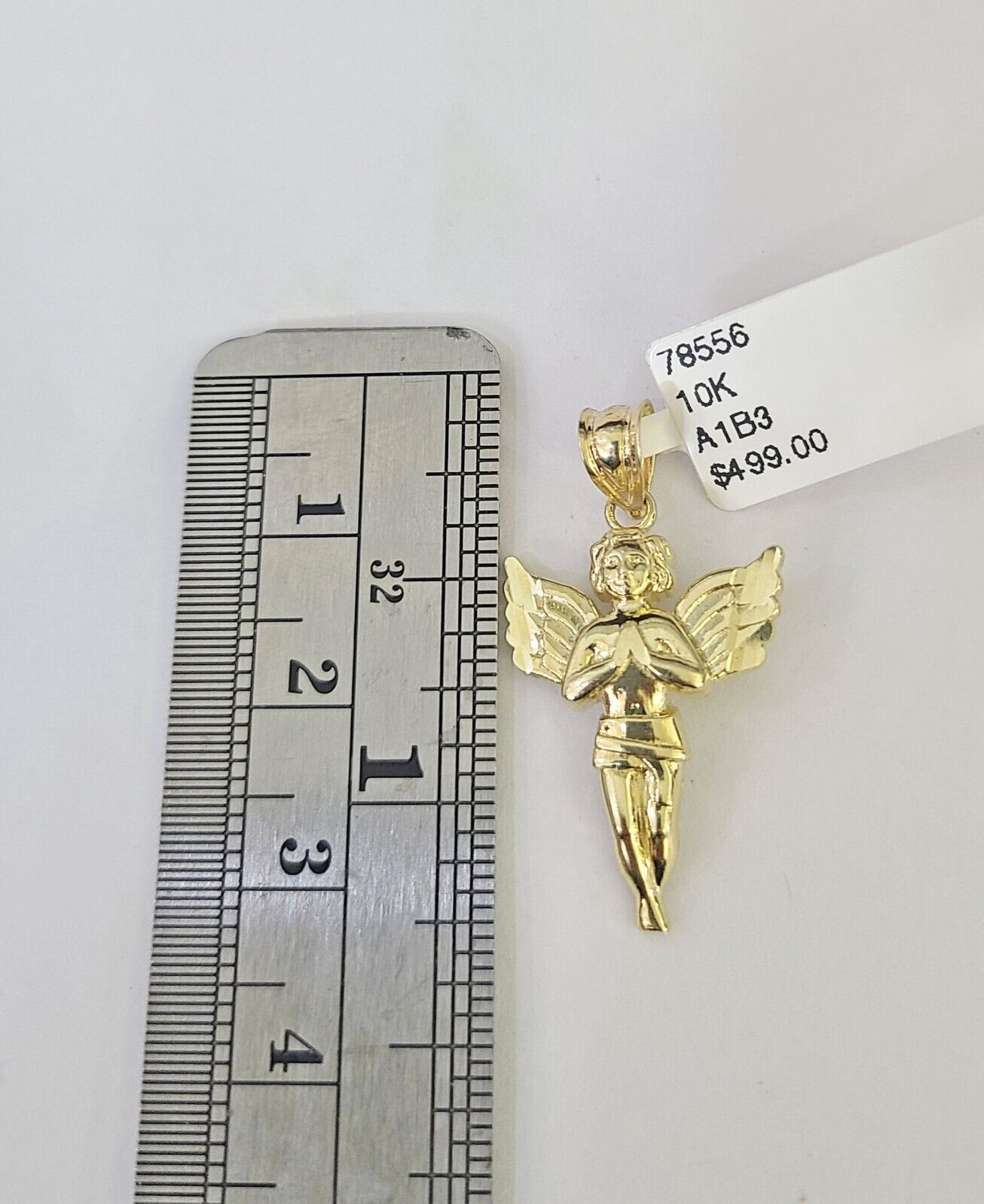 10K Franco Chain Praying Angel Pendant Charm Necklace 16"-24" 2mm Gold SET