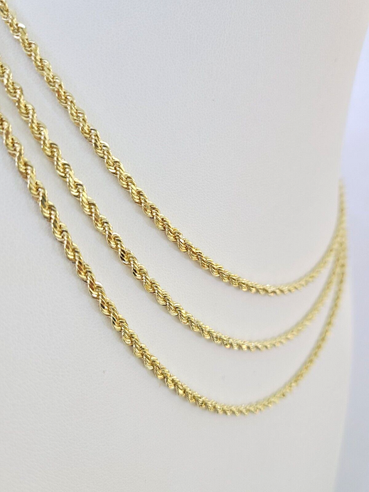 10k Solid Real Rope Chain Necklace 4mm 18"-30" Yellow Gold Men Women Genuine