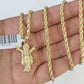 10k Solid Rope Chain 3mm Jesus Full Body Pendant Charm Necklace SET 18-28 in