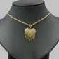 10k Yellow Gold Rope Chain 2.5mm Heart Diamond Cut Pendant