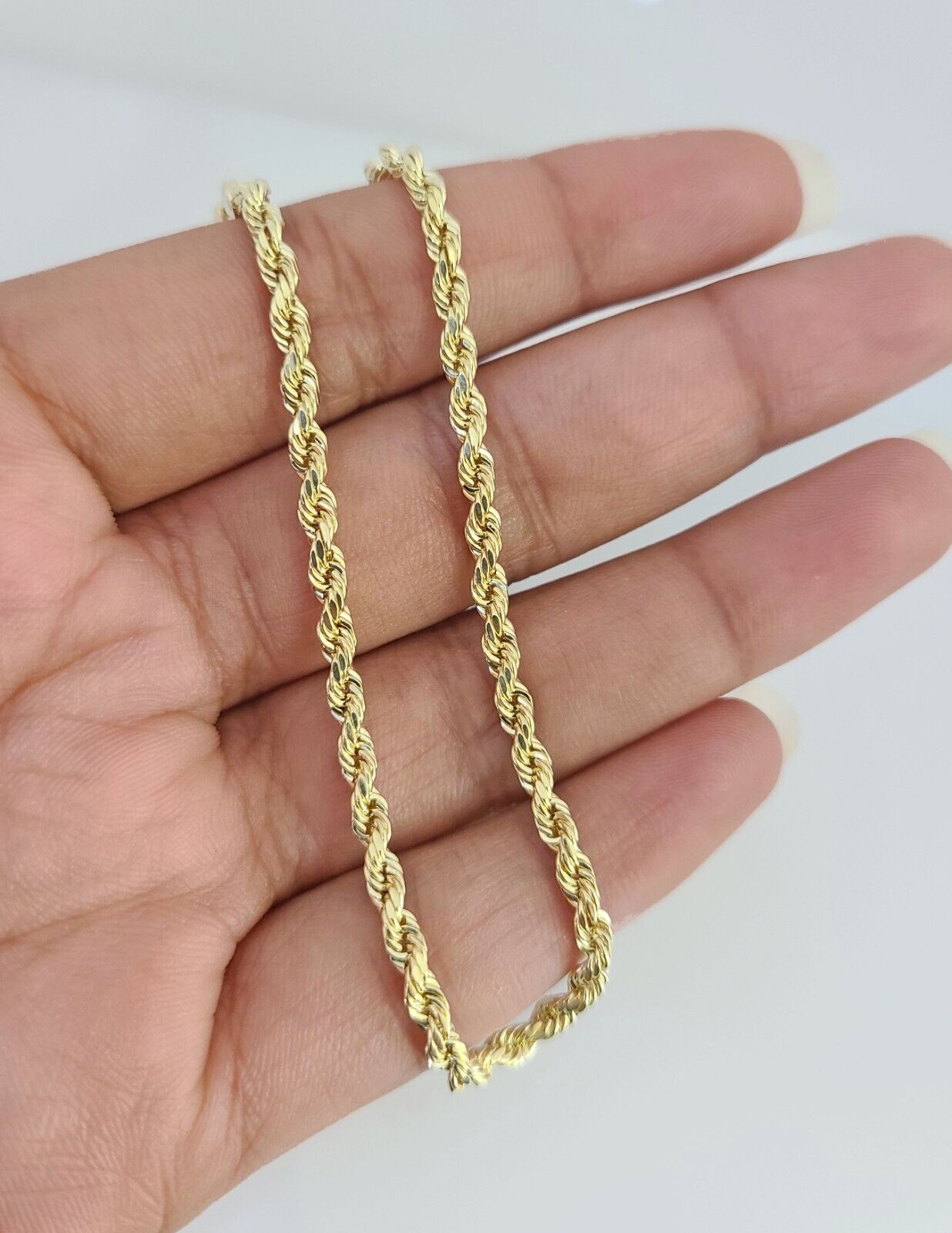 Solid 10K Yellow Gold Rope Bracelet For Men & Women – 8 Inch, Lobster Clasp