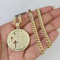 10k Cross Medallion Charm Miami Cuban Chain Pendant 5mm 18"28" Necklace Gold