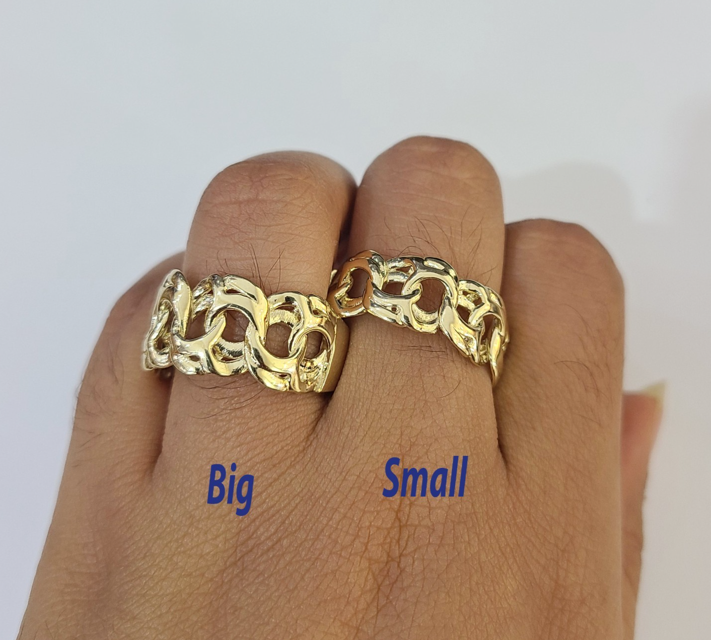 10k Cuban Link Ring Yellow Gold Women Men Real Genuine