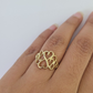 Real 10k Hearts Ring Band Wedding Engagement Casual Women Yellow Gold