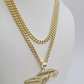 10k Gold Chain Miami Cuban Car Challenger Charm Pendant Set 4mm 18"28" Necklace