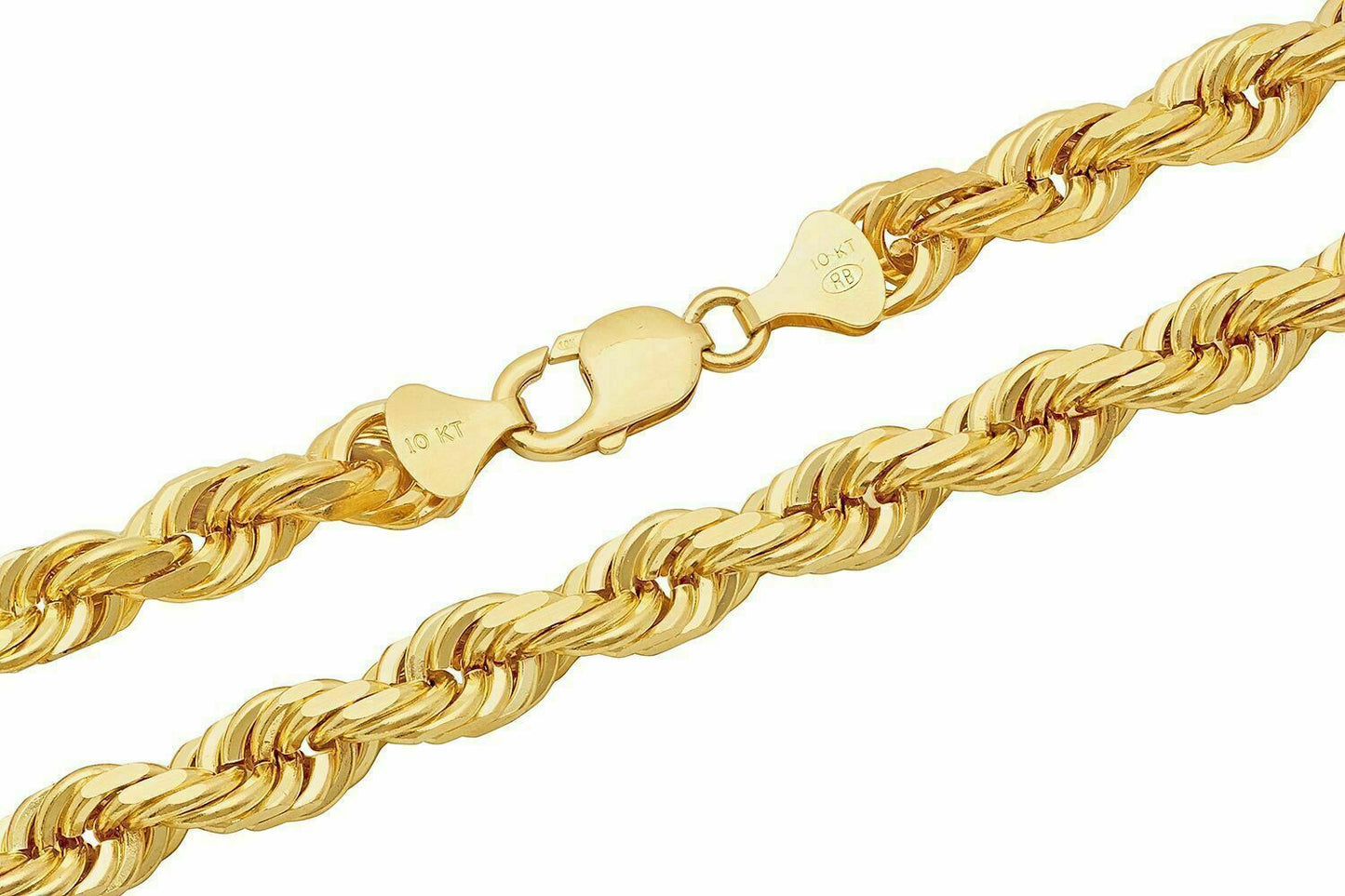 Solid 10k Yellow Gold Rope Chain 1mm-10mm Diamond Cut 16"-30"