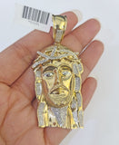 Real 10K Diamond Jesus Head Charm Yellow Gold Pendant Genuine Real