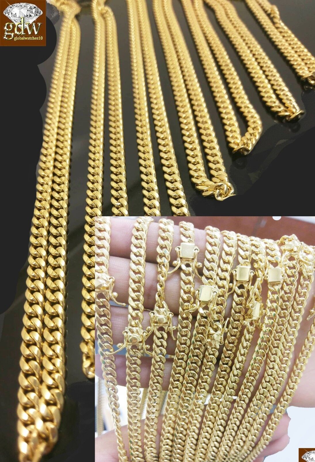 10k Gold Miami Cuban Necklace Bracelet set 8MM 22"-30" Bracelet 7.5"- 9"