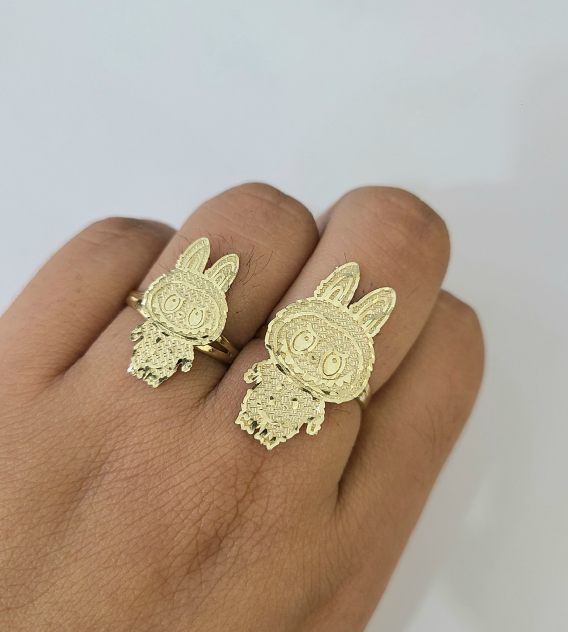 10k Cartoon Monster Ring Yellow Gold Women Men Real Genuine