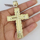 10k Gold Chain Cross Charm Solid Cuban Curb Necklace 9mm 20"-30" Diamond Cut SET