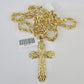 Real 10k Rope Chain Jesus Cross Charm Necklace Pendant Set 5mm 20"-30" Inch Gold