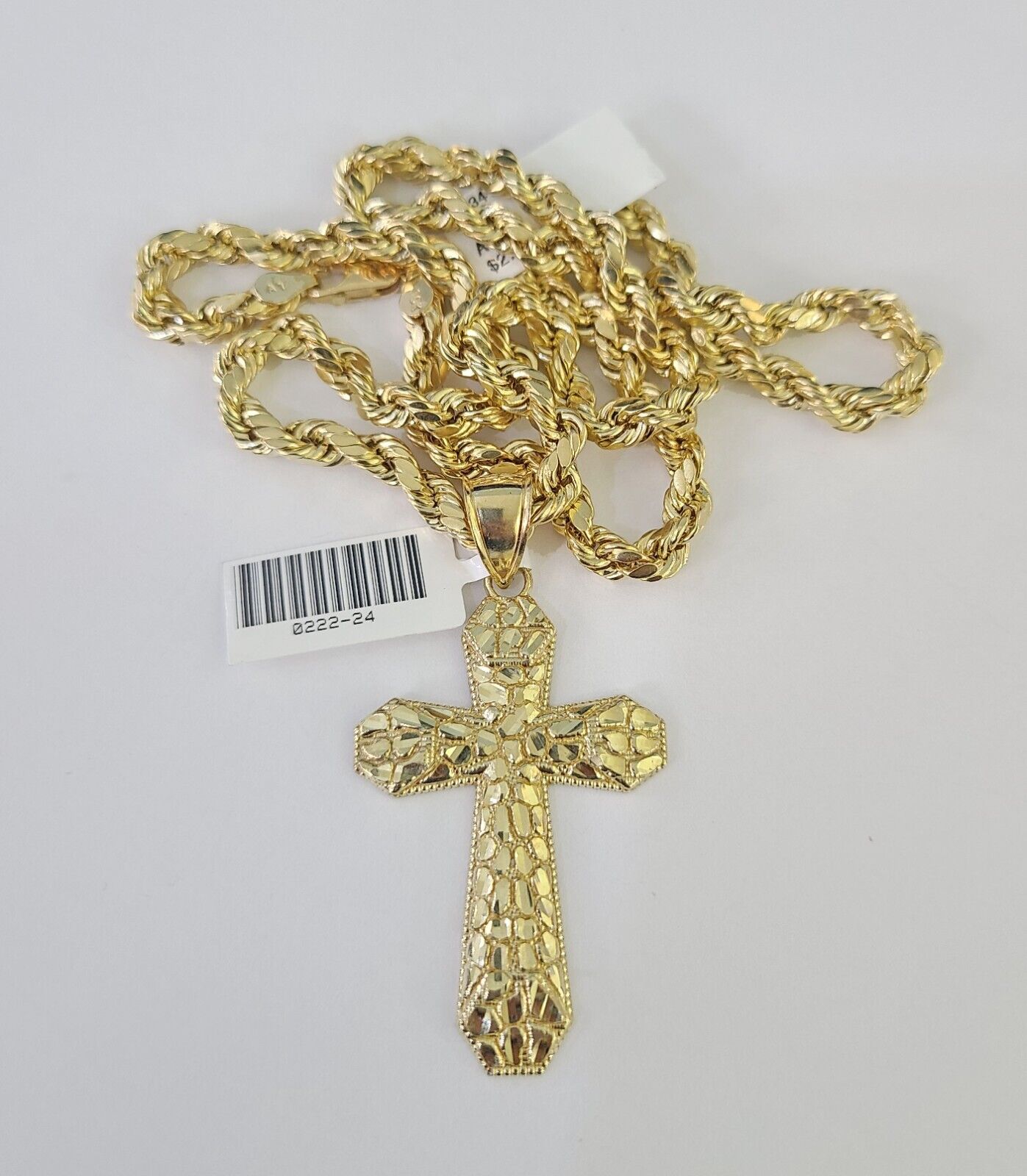 Real 10k Rope Chain Jesus Cross Charm Necklace Pendant Set 5mm 20"-30" Inch Gold