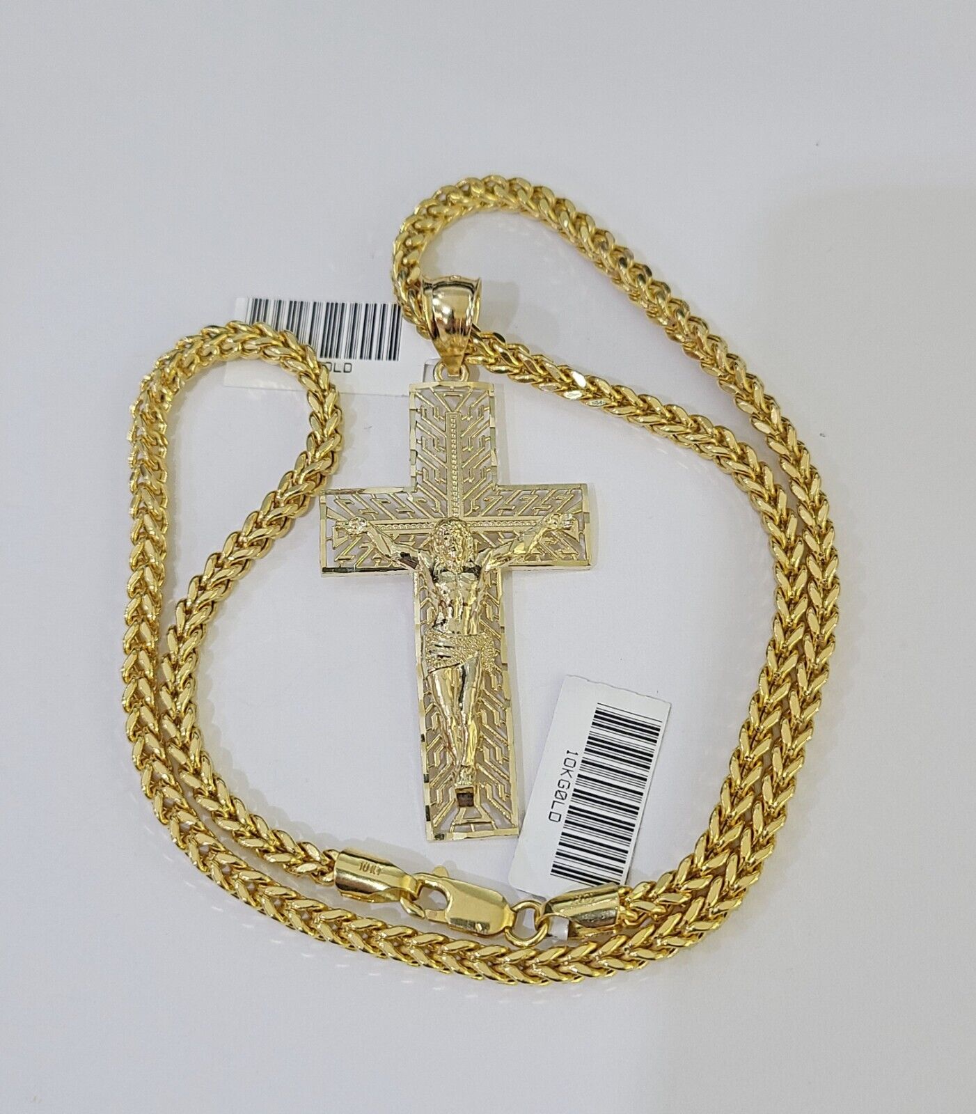 10K Gold Franco Chain Cross Charm Length 18-26 inches 3mm REAL Yellow