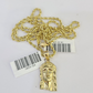 10k Solid Rope Chain 2mm Jesus Head Pendant Charm Necklace SET 18-24 in