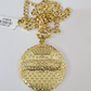 10k Gold Chain Last Supper Nugget Pendant Cuban Curb Link 5mm 18"-28" Inch SET