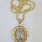 Real 10k Solid Rope Chain Jesus Mary Charm Set 6mm 20"-30" Inch Necklace Gold