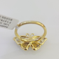 Real 10k Butterfly Diamond Ladies Ring Women Casual 10Kt Yellow Gold