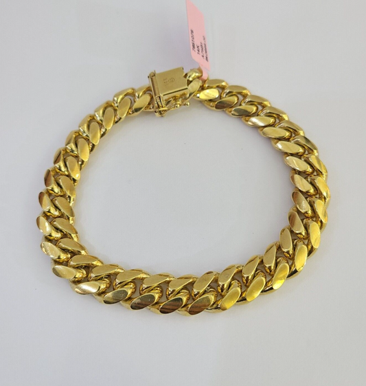 Real 14k Solid Miami Cuban Link Bracelet Gold 10mm 8.5" Box Lock 14kt Yellow