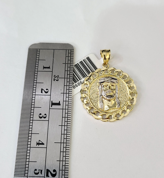 10k Milano Rope Chain Jesus Head Charm Necklace SET 3mm 18"-26" Pendant