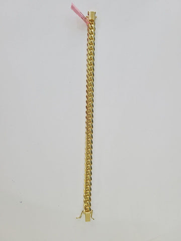 14K Solid Miami Cuban Bracelet Yellow Gold Box Clasp 8" Inch 8mm Link
