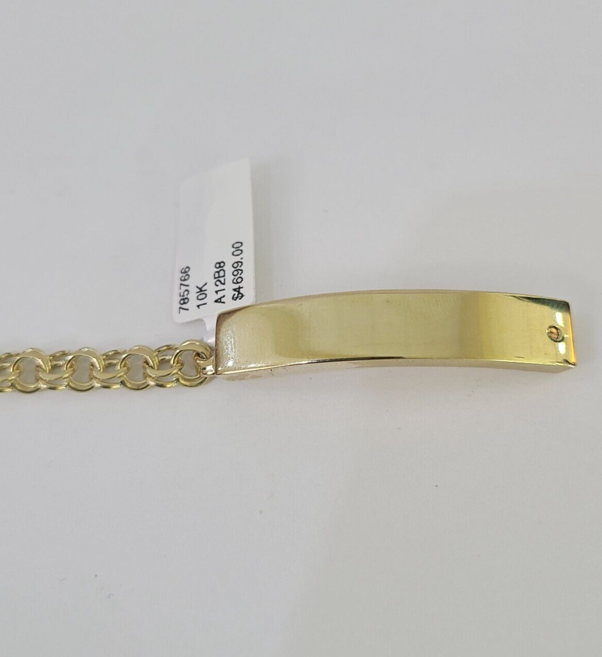 10k Chino ID Bracelet Yellow Gold Box Lock Real 10kt 6"