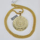 10K Franco Chain Mayan Calendar Pendant Charm Necklace 20"-26" 3mm Gold Yellow