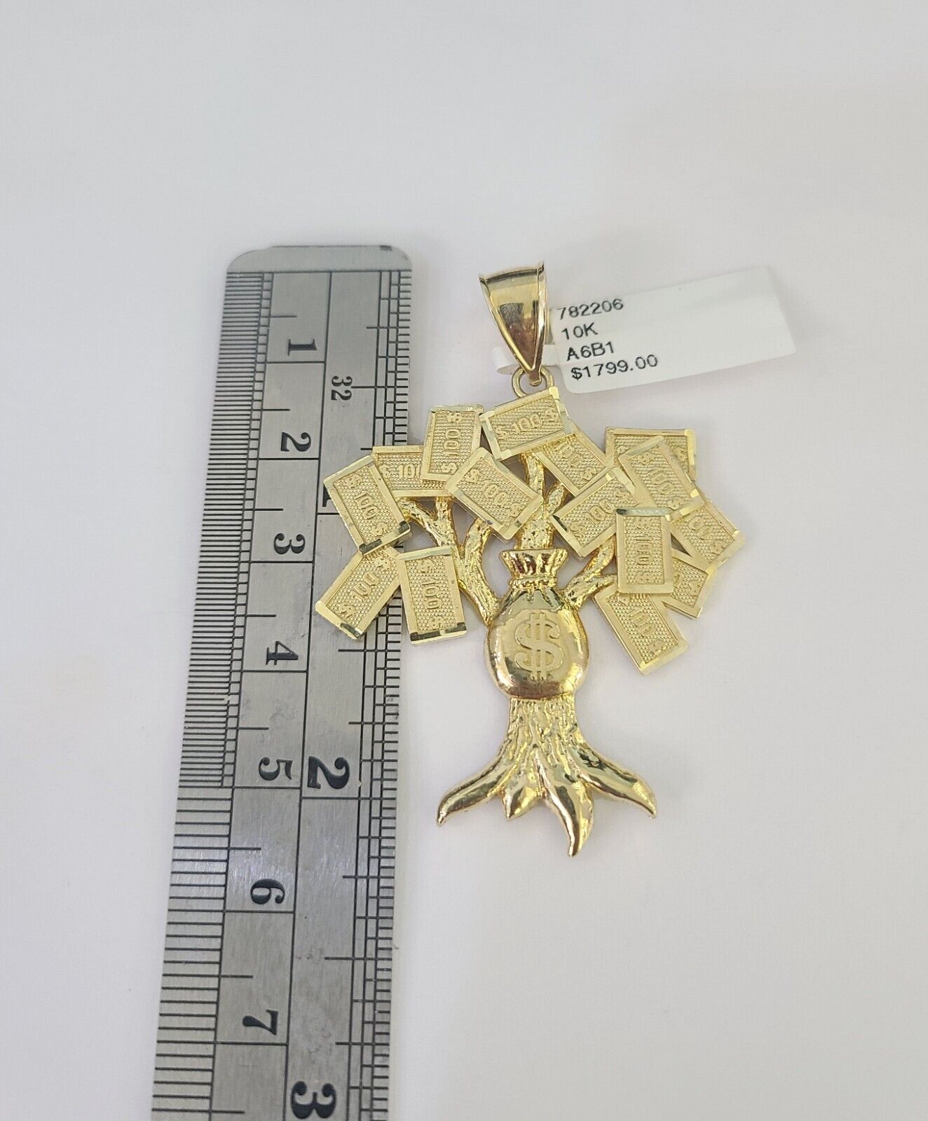 10K Franco Chain Money Tree Pendant Charm Necklace 20"-28" 4mm Yellow Gold SET