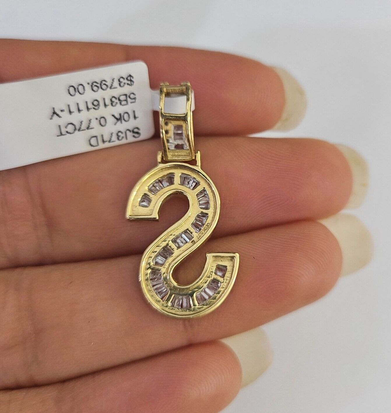 10k Yellow Gold Diamond S Charm Pendant Initial Alphabet Letter Real Genuine ENd