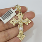 Real 10K Jesus Cross Pendant Crucifix Yellow Gold Charm Genuine